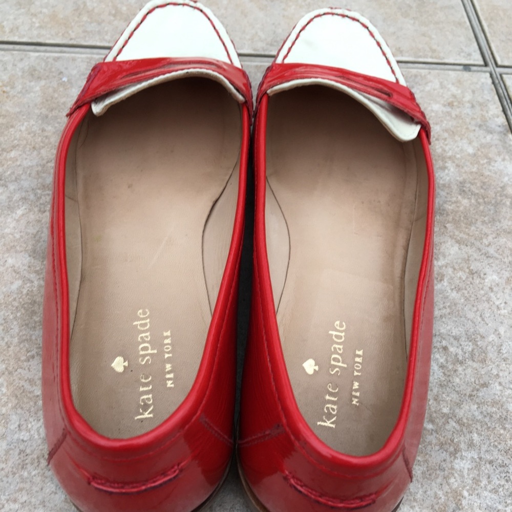 kate spade Red and White Patent Leather Loafer - Picture 5 of 8